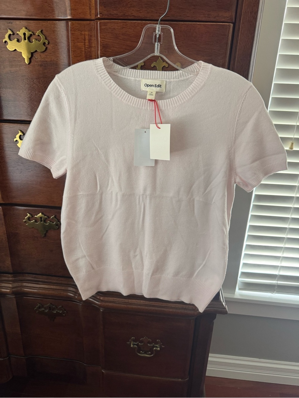 Nordstrom Open Edit Women's Short Sleeve Crewneck Top - Light Pink